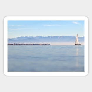 Sailing in November - Lake Constance, Germany Sticker